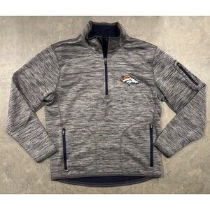Denver Broncos 1/4 Zip Pullover GIII Mens Medium Gray NFL Football Waffle Lined